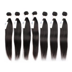 Mechones de cabello humano negro Natural, extensiones rectas de hueso de doble trama, Remy indio, 12-22 pulgadas, 1 unidad, 3 piezas, 5 piezas, 7 piezas por lote