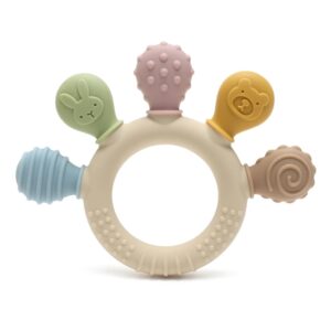 Erduo-mordedor de silicona para bebé, juguetes de dentición contra la ansiedad, cuentas para masticar, chupete sensorial para aliviar las encías, 0 a 12 meses