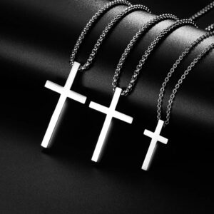 Collar con colgante de Cruz de acero inoxidable para hombres y mujeres, joyería minimalista, collares masculinos y femeninos, gargantillas de Color plateado, nuevo