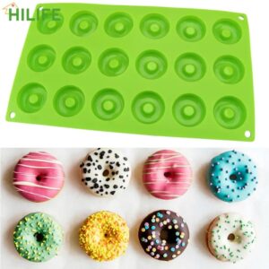 Mini molde de silicona para hornear Chocolate/ Donut, utensilios para hornear, moldes para pasteles y galletas, molde de silicona reutilizable para postres de Donut, 18 cavidades, 4cm