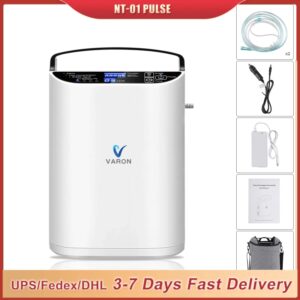 VARON-Porta NT-01 ble 1-5L adju-table oxy-genpulse Flow para medi-cal, uso doméstico y de viaje, cuidado al aire libre con uso de batería
