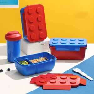 Fiambrera sellada creativa, caja Bento de bloques de construcción de Color para niños, estudiante, Picnic al aire libre, caja de ensalada de frutas