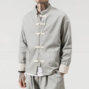 Hanfu-Tops de estilo chino para hombre, chaquetas de Kung Fu étnicas tradicionales, camiseta de lino de algodón, ropa de moda Oriental