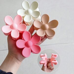 Pinzas para el pelo con flores para mujer, pasador de Color liso, accesorios para el cabello, 4 piezas