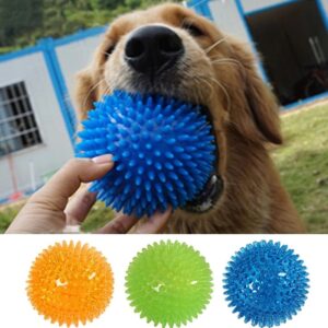 Juguete con sonido para perro y gato, Bola de Limpieza de dientes chirriante, entrenamiento de TPR, juguete para masticar dientes de Mascota, accesorios de bolas de Espina