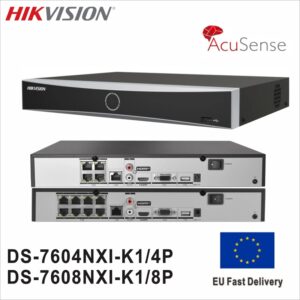 Hikvision-DS-7604NXI-K1/4P DS-7608NXI-K1/8P 4 ch 8 ch PoE 1U K Series AcuSense 4K NVR