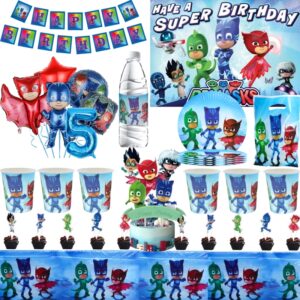 PJ Masks-vajilla desechable de Connor para fiesta de cumpleaños, mantel, plato, bolsa de regalo, globo Amaya, suministros para fiesta de bebé