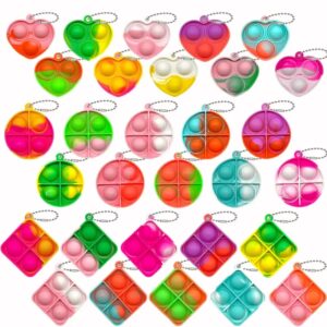 Mini llaveros Pop Fidget para niños pequeños, paquete de juguetes sensoriales, paquetes a granel, Reduce la presión, regalos de favores de fiesta, 30 piezas