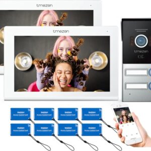TMEZON-videoportero con pantalla táctil de 7 pulgadas, 2 cables, WiFi, 1080P, timbre con cable, 3 en 1, aplicación/tarjeta/Monitor, Tuya