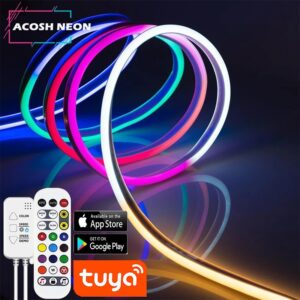 Tira de luces LED de neón, cinta Flexible con WiFi, resistente al agua, RGBIC, funciona con Aleax, TUYA, 10M, 32,8 pies