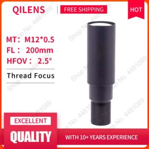 QILENS-lente de placa HD de 2 megapíxeles, 200mm, para cámara IP de seguridad CCTV, montaje M12 x 0,5, Distancia de visión larga