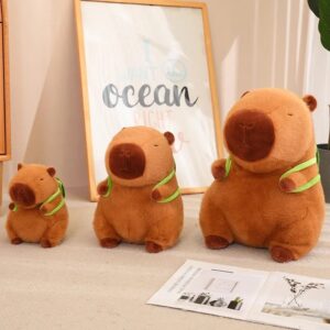 Lindo Capybara con mochila, juguetes de peluche sentado, animales de dibujos animados encantadores, muñecas de peluche, regalo de vacaciones, decoración del hogar, almohadas de felpa para sofá