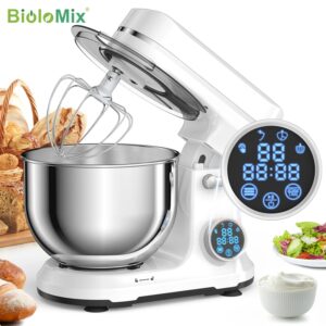 BioloMix-batidora eléctrica con pantalla OLED Digital para cocina, mezclador de alimentos de 1200W con Motor de CC de 11 velocidades, con gancho para masa y batidor