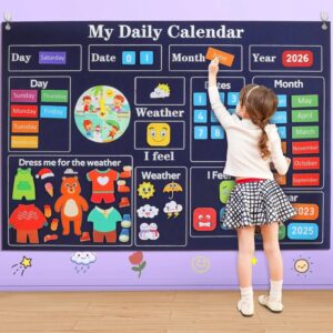 My Daily Calendario, granja, tabla de cuentos de fieltro de transporte para niños pequeños, educación preescolar, cuentacuentos, juguetes Montessori para niños