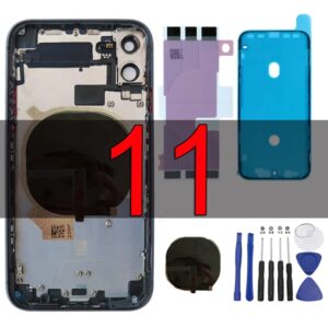 Carcasa completa para iPhone 11, cubierta de Marco medio con botones laterales de Cable flexible de volumen de potencia para 11,A2111, A2221