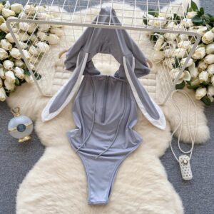 HotSweet-body Sexy para mujer, uniforme de Cosplay de conejo para niña, mono sin mangas, lencería hueca sin espalda, dulce y lindo conejo