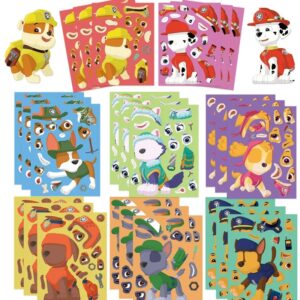 Rompecabezas de la patrulla canina para niños, pegatinas de Anime, Chase make-a-face, calcomanía de dibujos animados divertida, regalo para niños, juguete para niños, 8, 16 hojas
