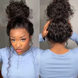 Ossilee-Peluca de cabello humano con malla Frontal 360 transparente, pelo con ondas profundas, ajuste cómodo, HD, precortado, 360