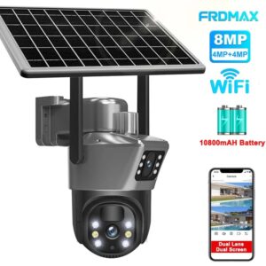 Cámara solar WiFi 4K de 8MP, cámara de seguridad inalámbrica para exteriores, detección humana PIR, cámaras de vigilancia CCTV, con panel solar, cámara IP PTZ de doble lente, protección de seguridad