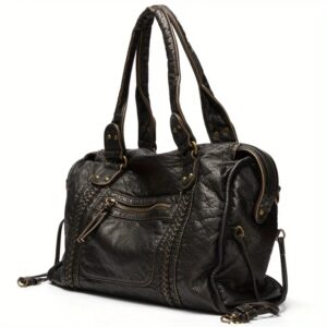 Bolso retro de cuero suave para motocicleta, bandolera de hombro de gran capacidad, bolso de mano Y2K