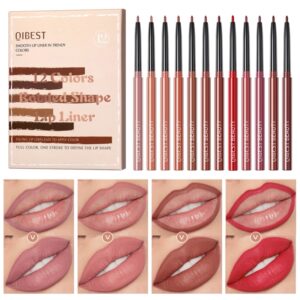 Juego de lápiz delineador de labios, 12 Uds., lápiz labial de contorno desnudo mate, resistente al agua, lápiz labial de larga duración, cosméticos de tinte labial