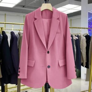OL-abrigo elegante de oficina para mujer, chaqueta informal de manga larga, holgada, lisa y fina, combina con todo, con bolsillo multicolor, primavera y verano