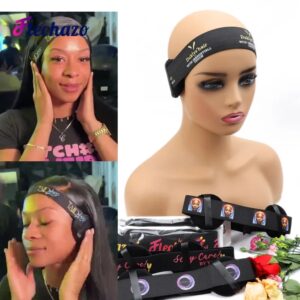 Banda elástica de encaje con Protector para las orejas, banda ajustable con logotipo personalizado, para bordes, peluca, diadema, borde para el cabello, 10-50 piezas