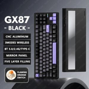 Teclado mecánico inalámbrico de aluminio X87, 87 teclas, Bluetooth 2,4G, con cable, para juegos, Hotswap, RBG, sin contacto