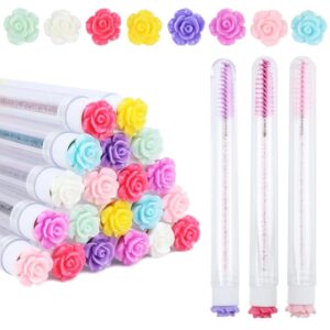 Tubo de cepillo de pestañas Rosa reutilizable para extensión de pestañas, varitas de rímel reemplazables, aplicador de cepillo de cejas a prueba de polvo, 50 piezas