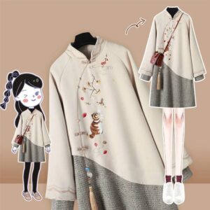 Vestido de talla grande para mujer, traje Tang bordado, Sudadera con capucha, estilo tradicional chino, Cheongsam, Hanfu, invierno, nuevo