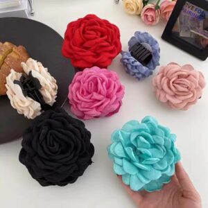 Pinza estereoscópica para el pelo con flor de rosa para mujer, para el cabello accesorio elegante, parte posterior de la cabeza, tiburón, a la moda