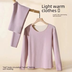 Conjunto cálido de forro polar grueso sin costuras para mujer, doble cara cepillada, capa Base de cara AB, ropa de otoño, pantalones de otoño