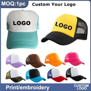 Sombreros de malla con logotipo personalizado para hombres y mujeres, gorras de camionero de espuma, gorras de béisbol de equipo deportivo, sombrero de sol con estampado de logotipo, gorras Snapback para adultos