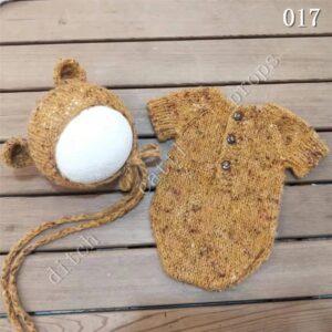 Accesorios de fotografía para recién nacido, traje de una pieza de Mohair + sombrero de oso de peluche, accesorios de ropa