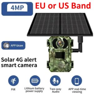 Tarjeta Sim 4G LTE celular 4W Solar 7800mAh batería al aire libre caza rastro movimiento activado visión nocturna 4MP IP66 vida silvestre Cámara
