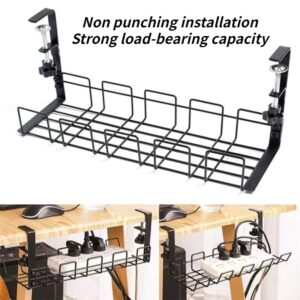 Estante de almacenamiento para debajo de la Mesa, bandeja de cables de Metal, organizador de alambre de escritorio de computadora, accesorios de almacenamiento de cocina sin perforaciones