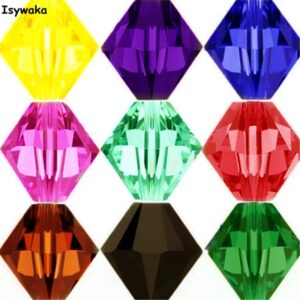 Isywaka-cuentas de cristal bicono austriaco, abalorios espaciadores sueltos para fabricación de joyas DIY, 3mm, 4mm, 6mm, 8mm, venta en U