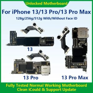 Placa base auténtica totalmente probada para iPhone 13 Pro Max, 128g/256g, desbloqueada con identificación facial, limpia iCloud, envío rápido