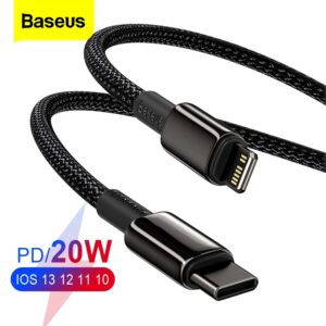 Baseus-Cable de datos PD de 20W, Cable de carga rápida tipo C para iPhone 14, 13, 12 Pro Max, Macbook, iPad, Mini Air, 1m/2m