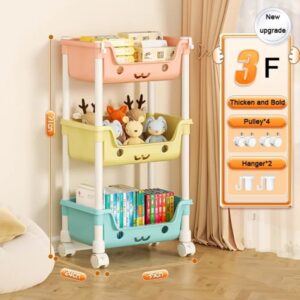 Carrito de almacenamiento de juguetes giratorio para niños, estantes de almacenamiento de juguetes para niños, polea fácil de instalar, carro móvil