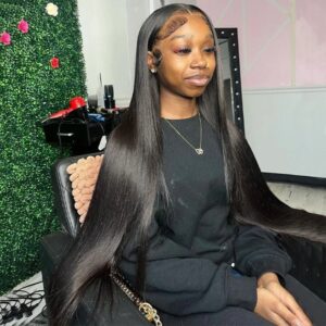 Peluca de cabello humano liso de 13x4 para mujer, postizo de encaje Frontal de 30 y 40 pulgadas, pelo brasileño de 13x6, 360
