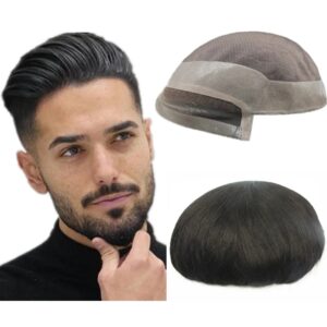 Protesis Capilar Hombre Mono y Pu piezas de cabello humano unidades de cabello Sistema de reemplazo de cabello masculino prótesis de cabello