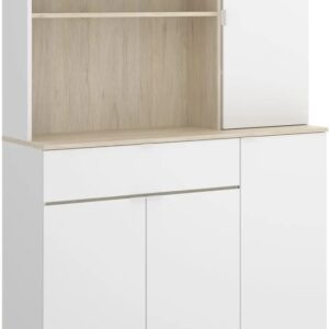 Gabinete de cocina,Wok, Módulo Auxiliar de Cocina, Madera de ingeniería, Blanco, Normal