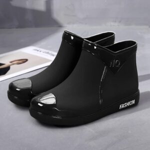 Botas de lluvia antideslizantes para mujer, zapatos de goma de tubo corto impermeables, Botas de lluvia cálidas de terciopelo para adultos, moda 2023