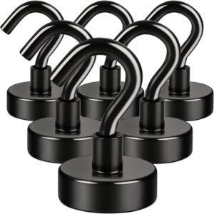 Ganchos magnéticos negros para refrigeradores, revestimiento epoxi resistente, 25 libras, 10 paquetes