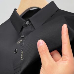Polo de seda de hielo para hombre, camiseta de manga corta con estampado de letras, ropa bordada de verano, 2024