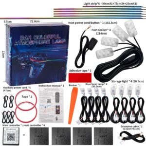 Luces Led de ambiente para coche, Kit de lámpara de atmósfera de tiras acrílicas arcoíris con Bluetooth, serpentina sinfónica RGB de 64 colores, 10/14/18 en 1, 12V, 213