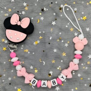 Cadena de chupete personalizada para bebé, 1 piezas, cuentas de silicona, soporte para mordedor, nombre ruso e inglés, regalo