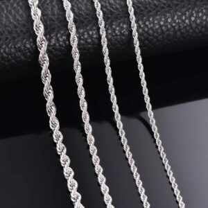 Collar de cadena de acero inoxidable para hombre y mujer, 1 pieza, ancho de 2mm/2,5mm/3mm/4mm/5mm/6mm