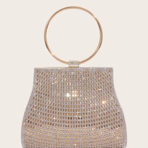 Bolso de mano con diamantes de imitación para mujer, bolsa de noche con piedras nupciales, para fiesta y boda